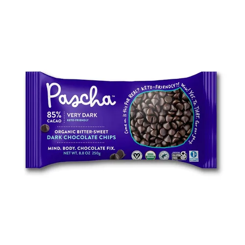 Vista 13 de Pascha Chips de chocolate negro semidulce orgánico con 55% de cacao, chips para hornear a granel, chocolate vegano suave para hornear, sin alérgenos