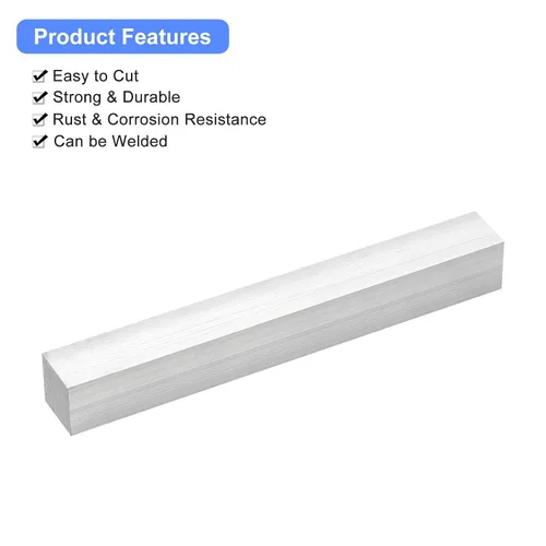 Vista 4 de uxcell Barra plana cuadrada de aluminio, 1-1/2" de espesor 1-1/2" de ancho 12" de longitud Barra cuadrada de aluminio 6061, placa plana de aluminio