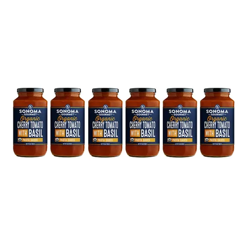 Vista 26 de Sonoma Gourmet Tomate cherry con salsa de pasta de albahaca USDA orgánico, sin OMG, sin gluten y sin azúcar añadido, hecho con ingredientes