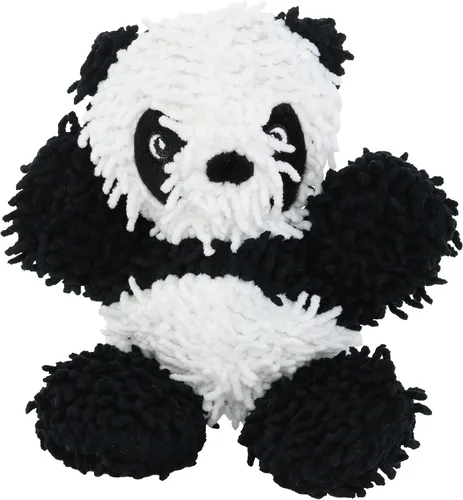 Vista 6 de MIGHTY® Paquete de 2 juguetes pequeños de microfibra para perros Panda Juguete de peluche ultra duradero con múltiples capas y costuras
