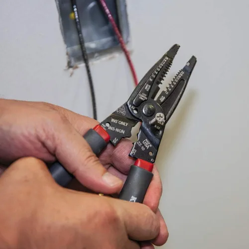Vista 8 de Klein Tools 1019 Klein Kurve - Pelacables, crimpador/cortador, fabricado en Estados Unidos, herramienta de corte/crimpado/pelado para conectores B e