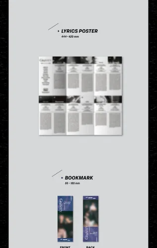 Vista 3 de ONEWE Gravity 1st English Full Album FoldedPoster on pack+Cartel de letras+Photobook+Marcador+Tarjeta fotográfica grande+Postal