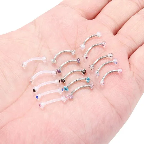 Vista 3 de Ocptiy Anillos de cejas de 16G, aretes Rook Daith, joyería de piercing de serpiente, anillo de lengua de ojo de serpiente, anillo de acero