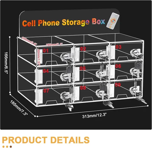 Vista 2 de Caja de casillero para teléfono celular, 9 ranuras, montada
