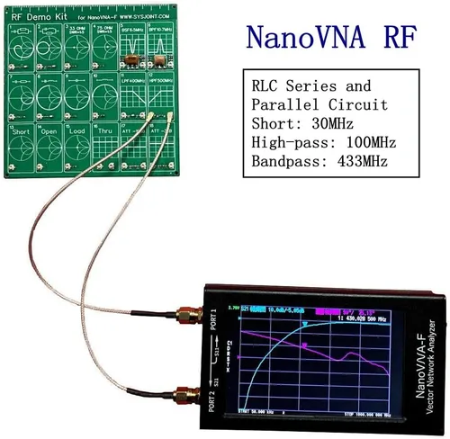 Vista 3 de Tablero de prueba de RF, 18 módulos funcionales RF Demo Kit NanoVNA RF módulo de prueba Vector Analizador de red de filtro de la placa/módulo