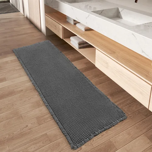 Vista 35 de Alfombra de baño mejorada con diseño de gofres, absorbente y antideslizante Negro