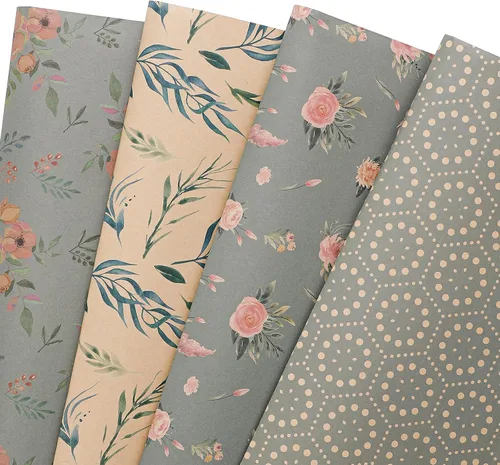 Vista 14 de Papel de regalo plegado negro, blanco y dorado, diseño mate, estrellas, rayas, ondulaciones, cuadros para cumpleaños, Navidad, graduaciones, bodas