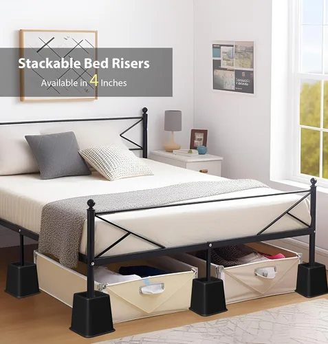 Vista 2 de Elevadores de muebles de cama de 4 pulgadas, elevadores de cama resistentes, elevadores de muebles para cama, sofá, escritorio, silla, extensores