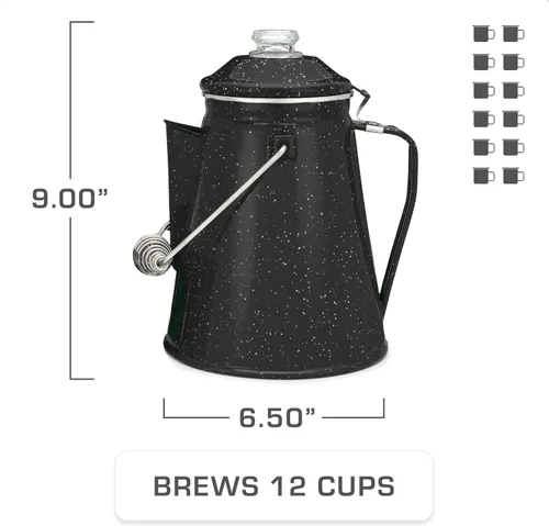 Vista 3 de COLETTI Juego Clásico de Cafetera Percoladora de Esmalte y Tazas — La Cafetera de Camping Más Nostálgica, Ahora Modernizada