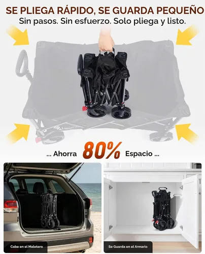 Vista 3 de Hikenture Carros de carros plegables 330LBS, carro plegable resistente