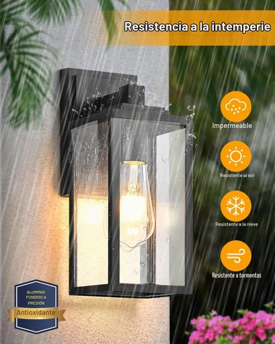 Vista 4 de VIANIS Luces de Pared para Exteriores, Luces de Porche Linterna para Exteriores, Accesorios de Iluminación para Exteriores Impermeables Negros