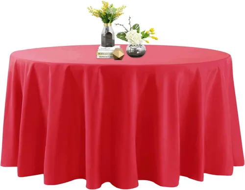 Vista 130 de Mantel de poliéster lavable de 132 pulgadas, resistente a las manchas y a las arrugas, mantel decorativo para mesa de comedor, fiestas de bufé