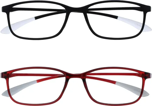 Vista 15 de OPULIZE ICE - Lentes de lectura para mujeres y hombres, marco rectangular resistente a los arañazos con bisagras de resorte, azul oscuro cristal
