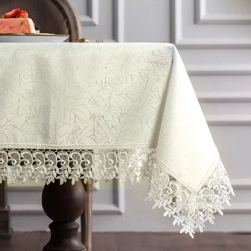 Vista 16 de ARTABLE Mantel rectangular de encaje de macramé con flores antiguas de primavera para casa de campo rústica al aire libre, cocina, fiesta de Marrón