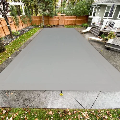 Vista 8 de Windscreen4less Cubierta de Piscina Enterrada Rectangular de 8'x8' de Malla de Seguridad de Invierno para Piscina con Cable de Alambre (Gris Claro)