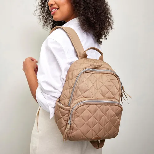 Vista 4 de Vera Bradley Mochila pequeña de sarga de rendimiento para mujer, Bronceado Meadowlark