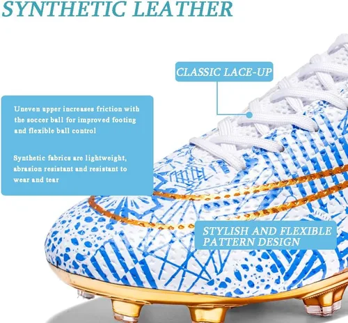 Vista 3 de Zapatos de fútbol para hombre FGAG con cordones, zapatos de fútbol para adultos, atléticos al aire libre, firmes, para césped