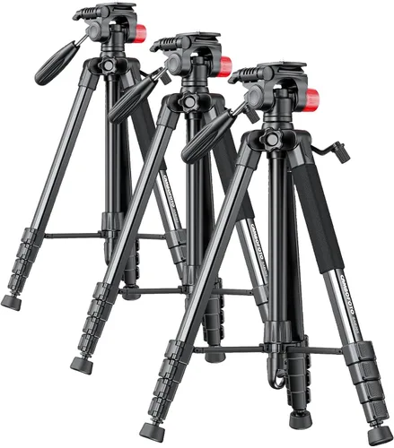 Vista 8 de CAMBOFOTO Trípode de 74" de aluminio profesional resistente para cámara sin espejo/DSLR/teléfono celular/cámara de video, con soporte y bolsa