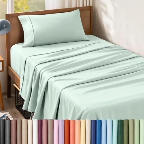 Vista 108 de Bare Home Juego de Sábanas Twin - Sábanas de Cama de Microfibra Ultra-Suave 1800 - Doble Cepillado - Bolsillos Profundos - Ajuste Fácil - Extra
