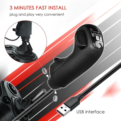 Vista 3 de mapleza USB Simulator Shifter Gearshift Knob Applicable for Logitech G29 G27 G25 TH8A Gearshift Knob for People Truck for ATS & ETS2 Gaming PC