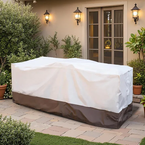 Vista 9 de OVIOS Juego de fundas para muebles de patio Funda seccional para sofá al aire libre Funda para silla otomana impermeable de uso general, 110 x 84 x