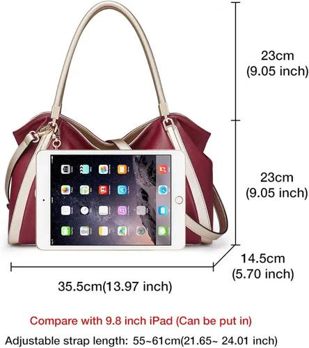 Vista 2 de Bolsos de cuero para mujer, bolsos de hombro con asa superior para mujer