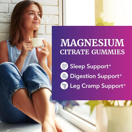 Vista 5 de Gomitas de Citrato de Magnesio Fuerza Extra para Calma, Relajación y Digestión Gomitas de Magnesio de Alta Absorción para Adultos Veganas, Sin