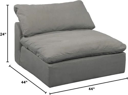 Vista 6 de The Hamptons Collection 3 piezas de tela gris nube puff sofá modular modular modular fundas cuadradas 44 pulgadas