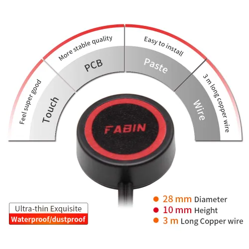 Vista 4 de FARBIN Botón de Presión de Bocina con Conector Rápido, Interruptor Momentáneo con 3 Metros de Cable, Interruptor de Botón Redondo con Tapa Roja