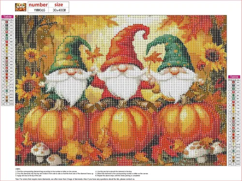 Vista 2 de MXJSUA Kit de pintura de diamantes de gnomos 5D para Halloween, para adultos, calabazas y diamantes, pintura artística con diamantes de imitación