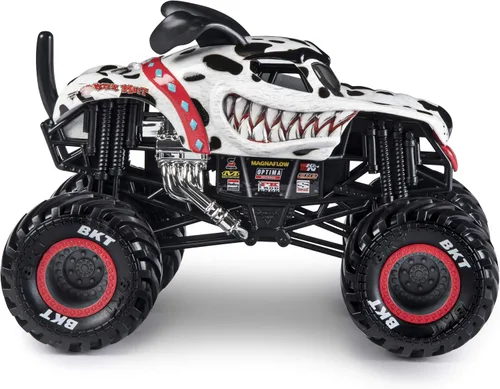 Vista 2 de Monster Jam, Monster Mutt - Camión monstruo dálmata oficial, vehículo fundido a presión, escala 1:24, multicolor