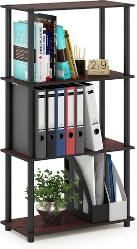 Vista 59 de Furinno Turn-N-Tube - Estantes de almacenamiento, estante para libros de 3 niveles, estante esquinero, estantes abiertos sin herramientas