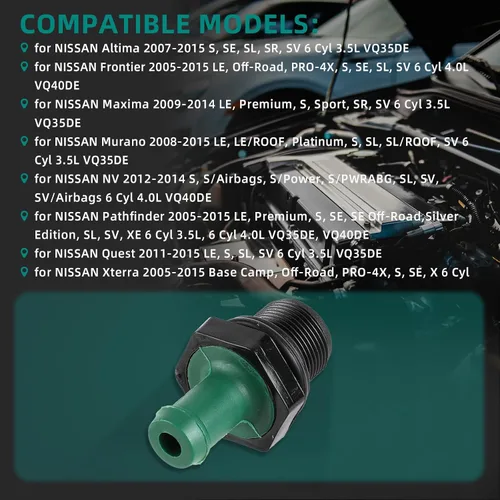 Vista 2 de AUTOKAY Nueva Válvula PCV Compatible con Nissan Frontier Pathfinder Altima NV Infiniti 11810-6N202
