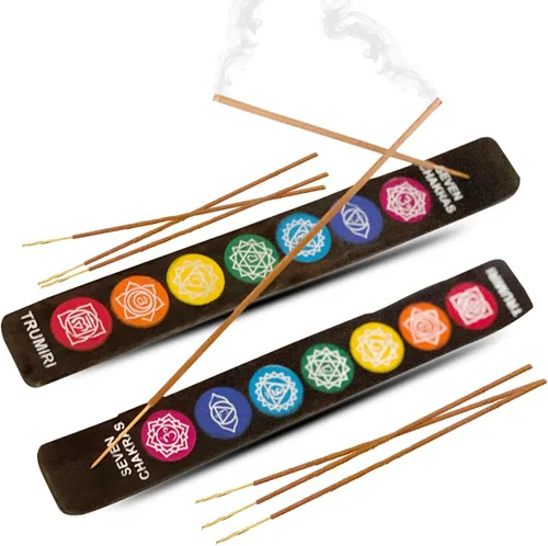 Vista 8 de Caja de almacenamiento para quemador de incienso Chakra para palos, conos, colector de cenizas Caja de incienso-7chakras