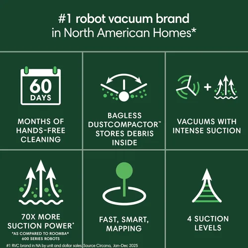 Vista 10 de iRobot Roomba 205 DustCompactor Vac Robot Aspiradora - Compacta automáticamente los desechos dentro del robot, sin necesidad de vaciado durante 60