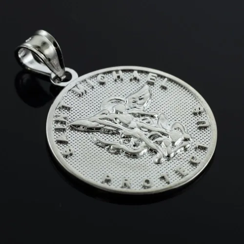 Vista 2 de Collar con colgante de plata de ley 925 con medalla de San Miguel