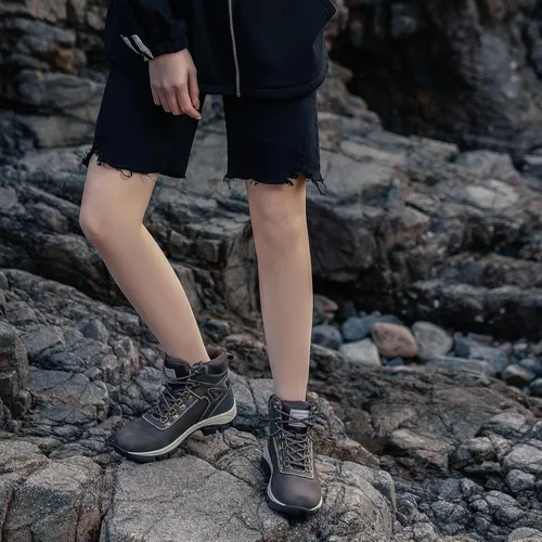 Vista 6 de Botas impermeables de trabajo para mujer, botas de senderismo tácticas de invierno, nieve, botas de combate, camping, caminar, botas antideslizantes