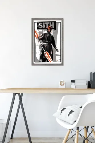 Vista 6 de Trends International Star Wars: The Phantom Menace - Póster de pared de Darth Maul Glitch, 22.4 pulgadas de largo x 14.7 W, versión enmarcada
