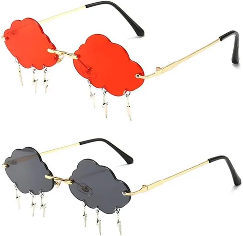 Vista 9 de ENTHYI Cloud Lightning - Lentes de sol para mujeres/hombres, sin marco, para fiesta, sin montura Negro