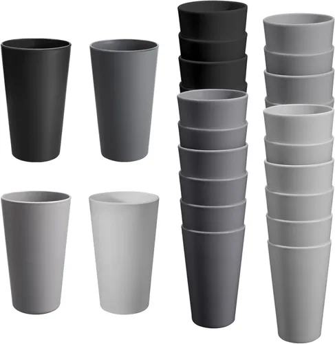 Vista 12 de Juego de 24 vasos de plástico irrompibles, vasos de plástico reutilizables de 20 onzas, vasos de agua apilables, vaso para beber para cocina