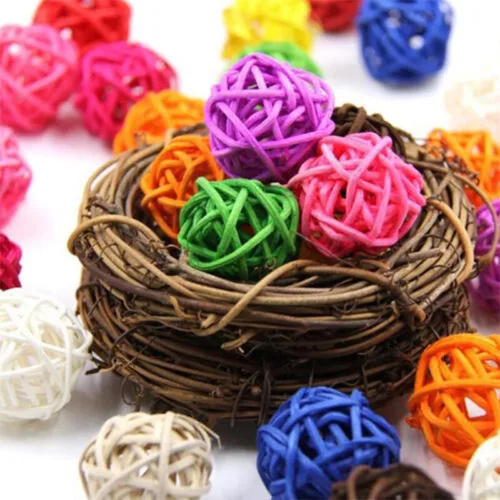 Vista 5 de Bolas decorativas para centros de mesa, 20 unidades, mini bolas de mimbre de ratán, relleno de orbes para decoración del hogar, pájaros, loros