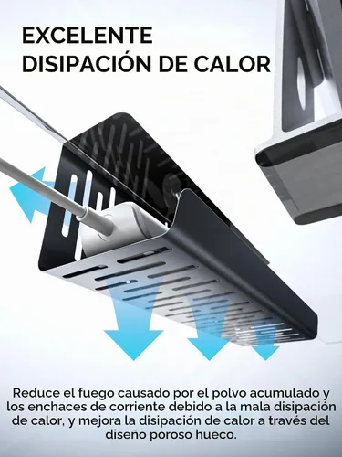 Vista 4 de NODOCA Bandeja de gestión de cables para debajo del escritorio sin perforación, gestión de cables de 14'', abrazadera sin perforaciones, bandeja