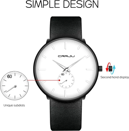 Vista 6 de FIZILI Mens Watches Ultra-Thin Minimalist Waterproof-Fashion Wrist Watch for Men Unisex Dress with Leather Band