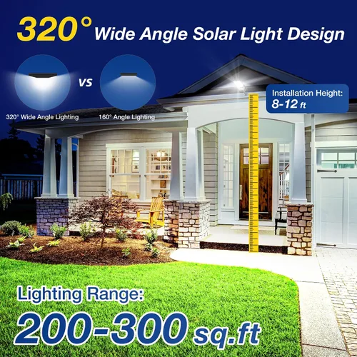 Vista 2 de WYWNA Farolas solares impermeables para exteriores, gran angular de 6500 K, luz de inundación solar con sensor de movimiento y control remoto, luz