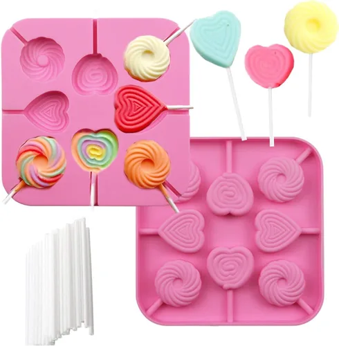 Vista 7 de Paquete de 2 moldes de silicona para piruletas de Pascua, 8 moldes de silicona para piruletas de conejito de cavidad, molde de caramelo duro