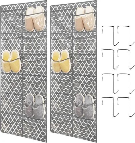 Vista 6 de 1 paquete de 12 bolsillos de malla transpirable, organizador grande de zapatos para colgar sobre la puerta, zapatero para puerta de armario