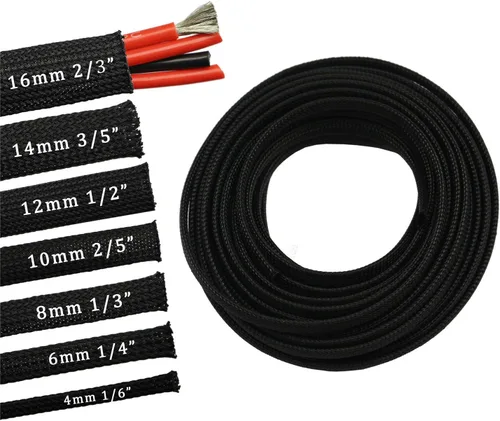 Vista 36 de Funda de cable de alambre expandible PET de 30 pies (1/2 pulgada, negro)