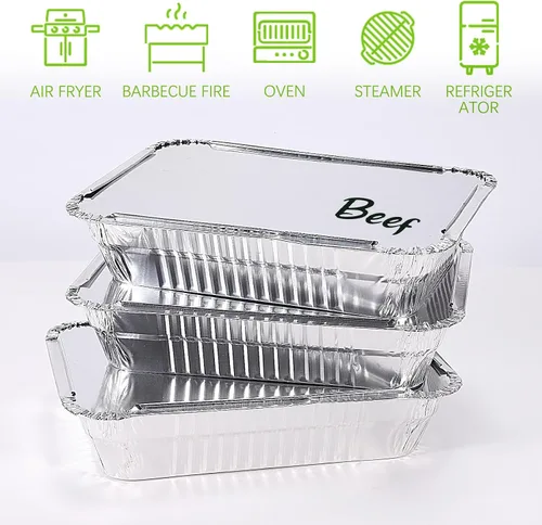 Vista 4 de Paquete de 50 sartenes de aluminio con tapas, sartenes de papel de aluminio desechables, 2.25 libras