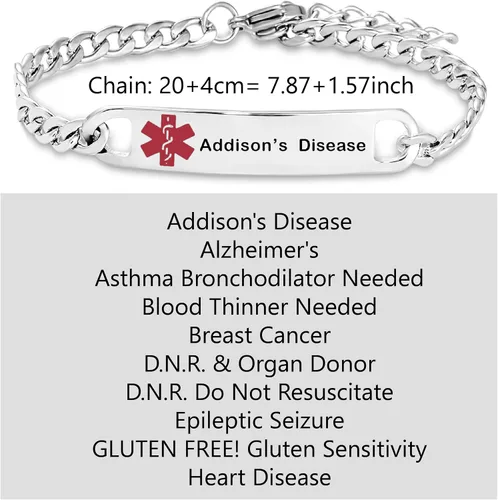 Vista 2 de Pulsera de identificación médica para diabetes DNR donante de órganos de emergencia, regalo de identificación para mamá, familia, hija, hijo