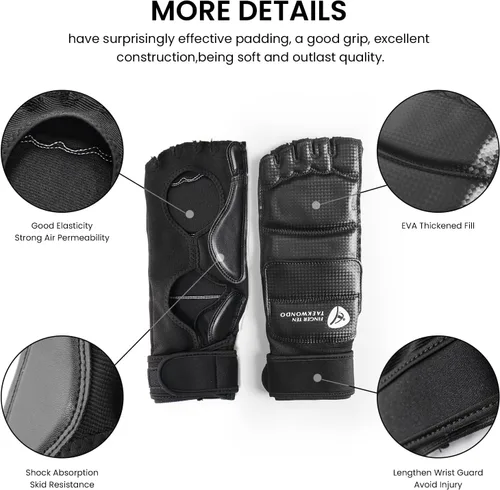 Vista 3 de Taekwondo Sparring Gear - Guantes protectores de manos y pies, color blanco, para boxeo, kickboxing, ajuste para adultos, hombres, mujeres y niños